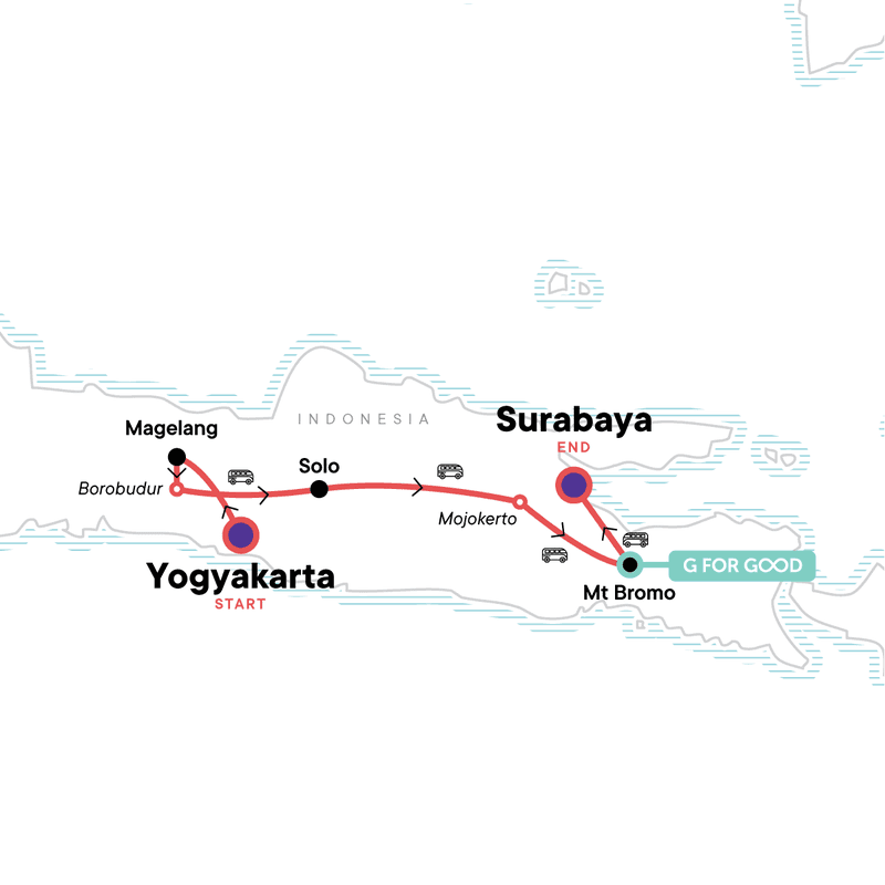 Classic Java Borobudur & Mt Bromo Map