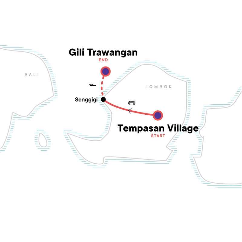 Lombok & Gili Adventure: Culture, Peaks & Paradise Map